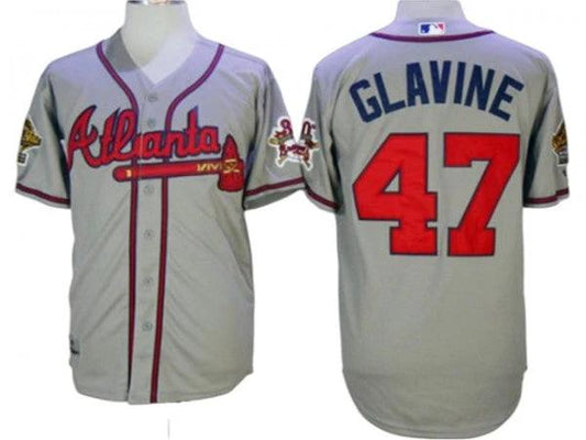 Atlanta Braves #47 Tom Glavine 1995 Throwback Jersey - Gray by My Store