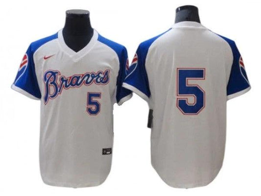 Atlanta Braves #5 Freddie Freeman White 1974 Throwback Jersey by My Store