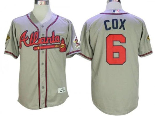 Atlanta Braves #6 Bobby Cox Gray 1995 Throwback Jersey by My Store