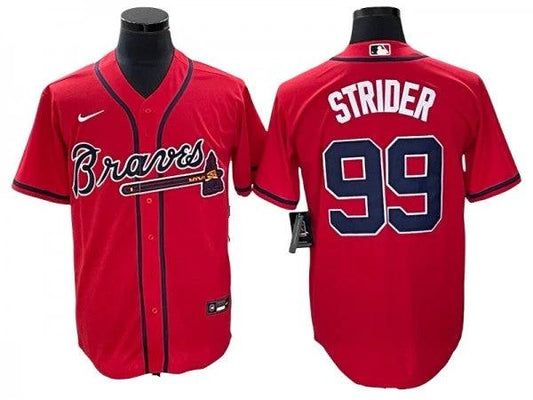 Atlanta Braves #99 Spencer Strider Red Cool Base Jersey by My Store
