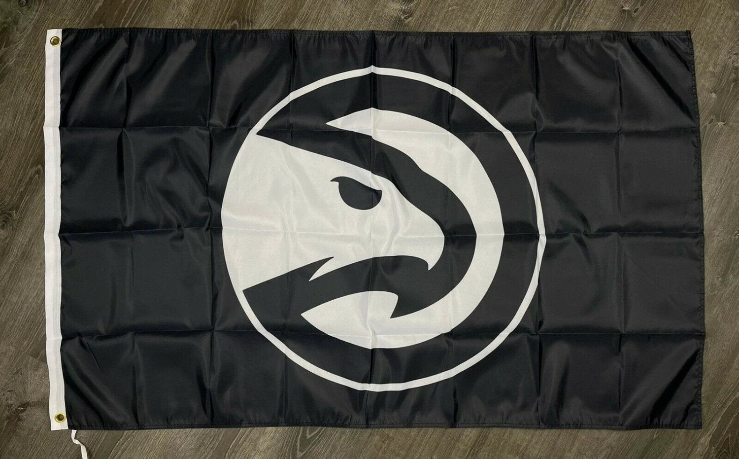 Atlanta Hawks Logo Flag 3x5 ft Sports Black Banner Man-Cave Garage by flagsjustdoit
