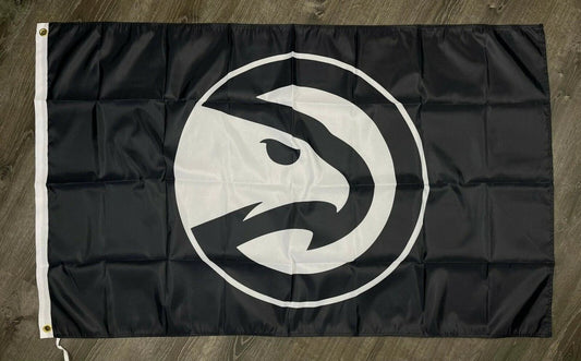 Atlanta Hawks Logo Flag 3x5 ft Sports Black Banner Man-Cave Garage by flagsjustdoit
