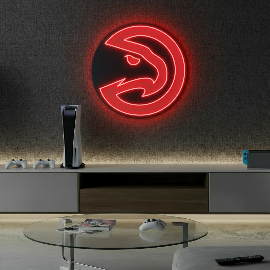 Atlanta Hawks NBA Led Neon Sign Man Cave Decor by Neonchics Signs