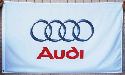 Audi White Flag 3X5 Ft Polyester Banner USA 90x150cm by flagsjustdoit