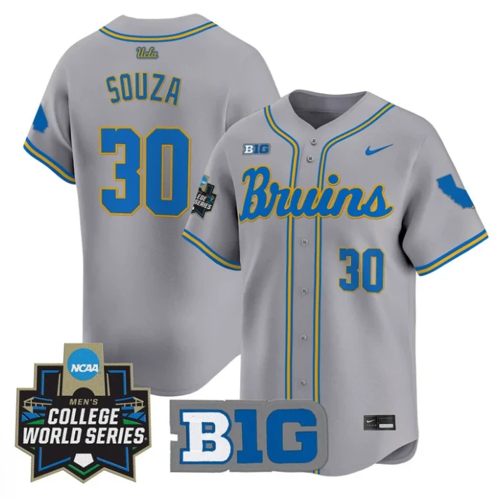 August Souza Jersey #30 UCLA Bruins 2025 World Series Stitched Gray by My Store