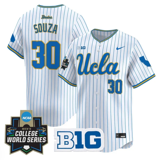 August Souza Jersey #30 UCLA Bruins 2025 World Series Stitched Pinstripe by My Store