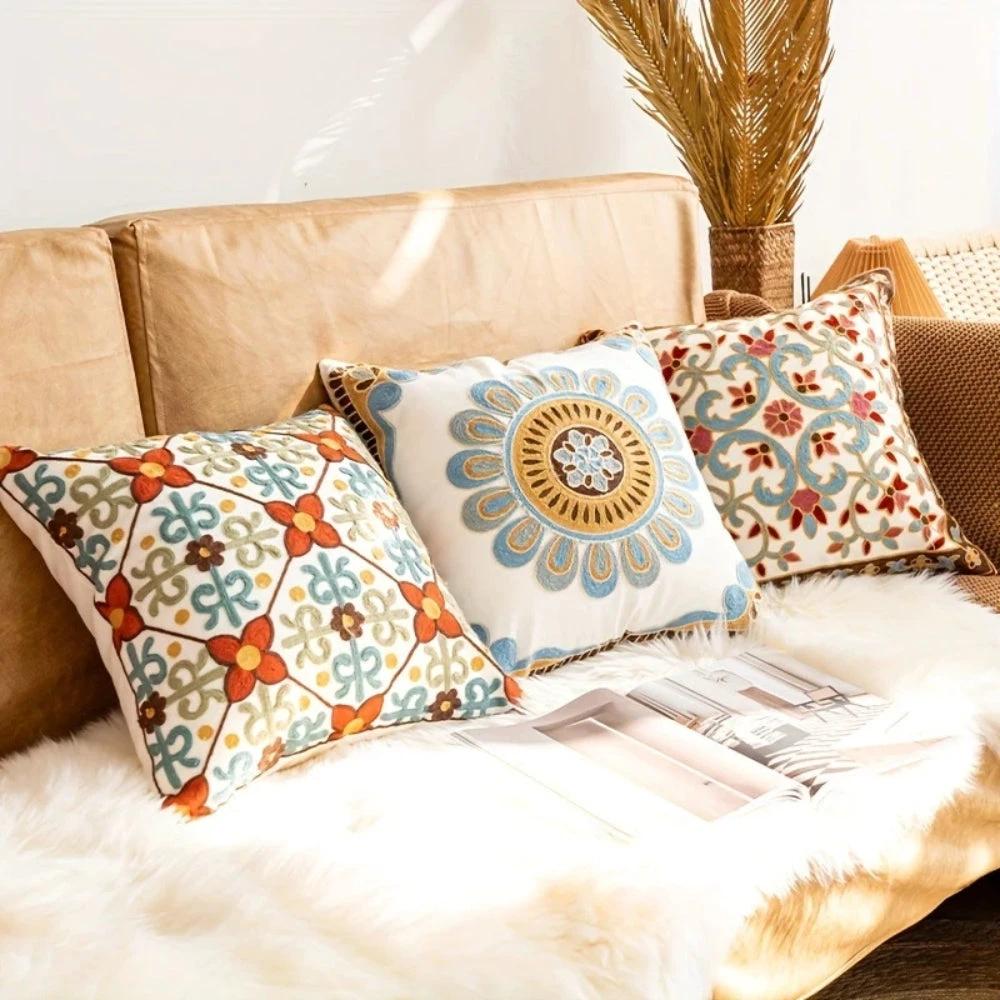 Aurae Embroidered Vintage Cushion Cover by BowLift