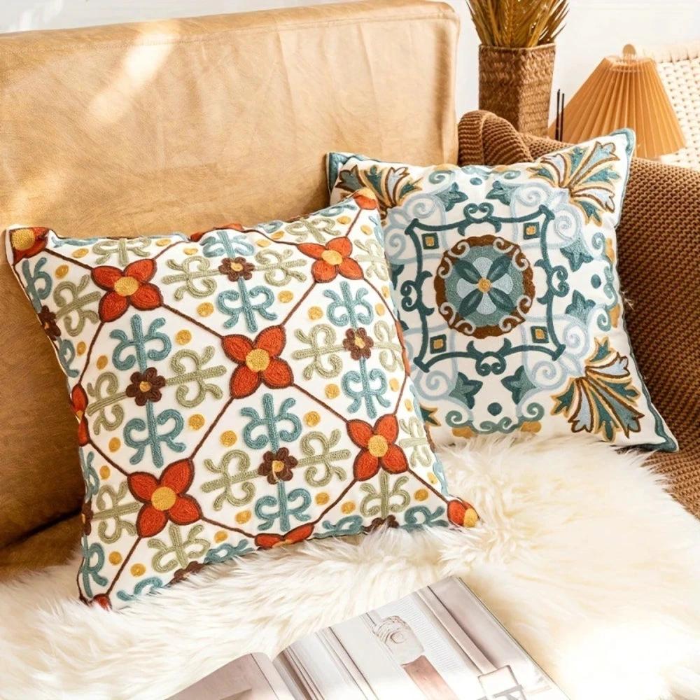 Aurae Embroidered Vintage Cushion Cover by BowLift
