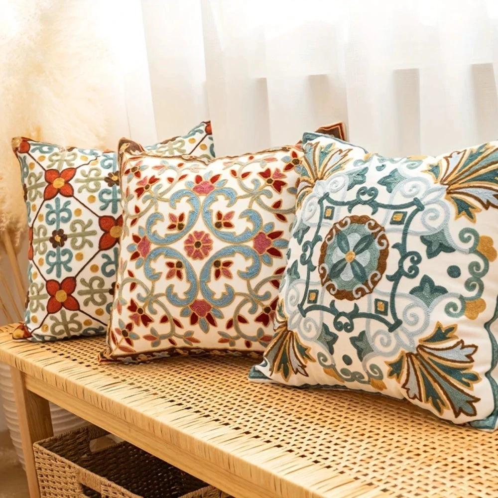 Aurae Embroidered Vintage Cushion Cover by BowLift