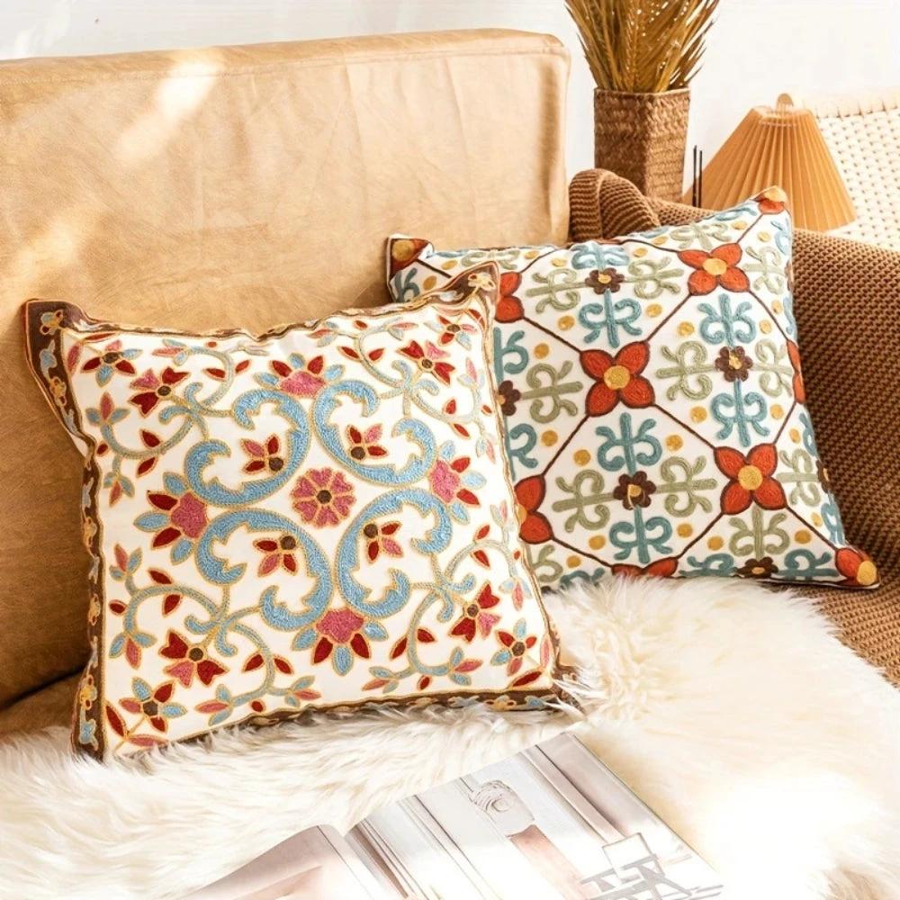 Aurae Embroidered Vintage Cushion Cover by BowLift