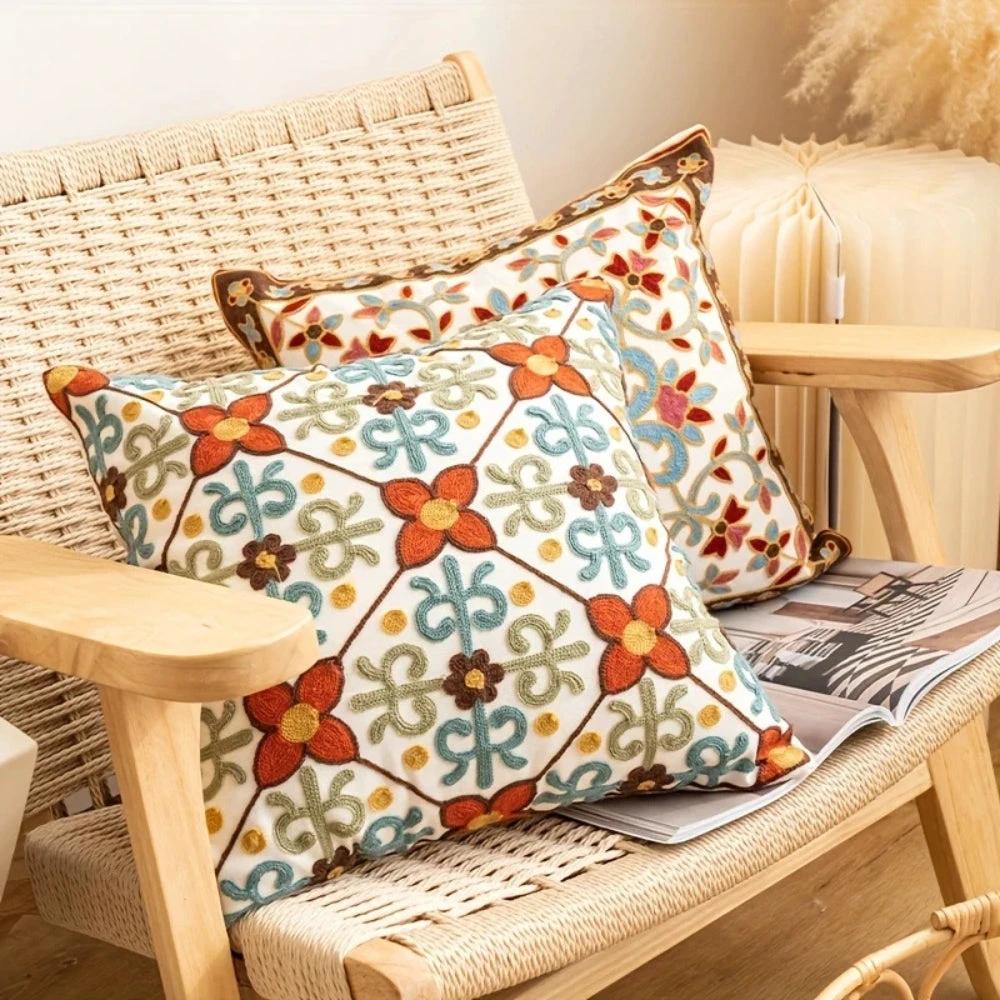 Aurae Embroidered Vintage Cushion Cover by BowLift