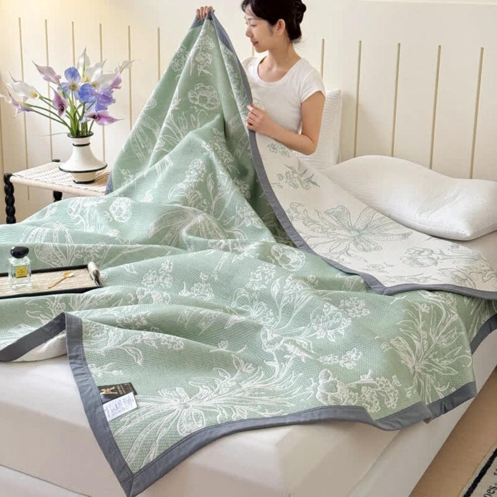 Aurea Reversible Cotton Gauze Blanket by Casa & Beyond