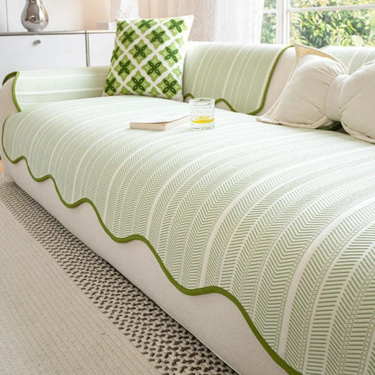 Aurivelle Herringbone Scallop Edge Sofa Cover by Casa & Beyond