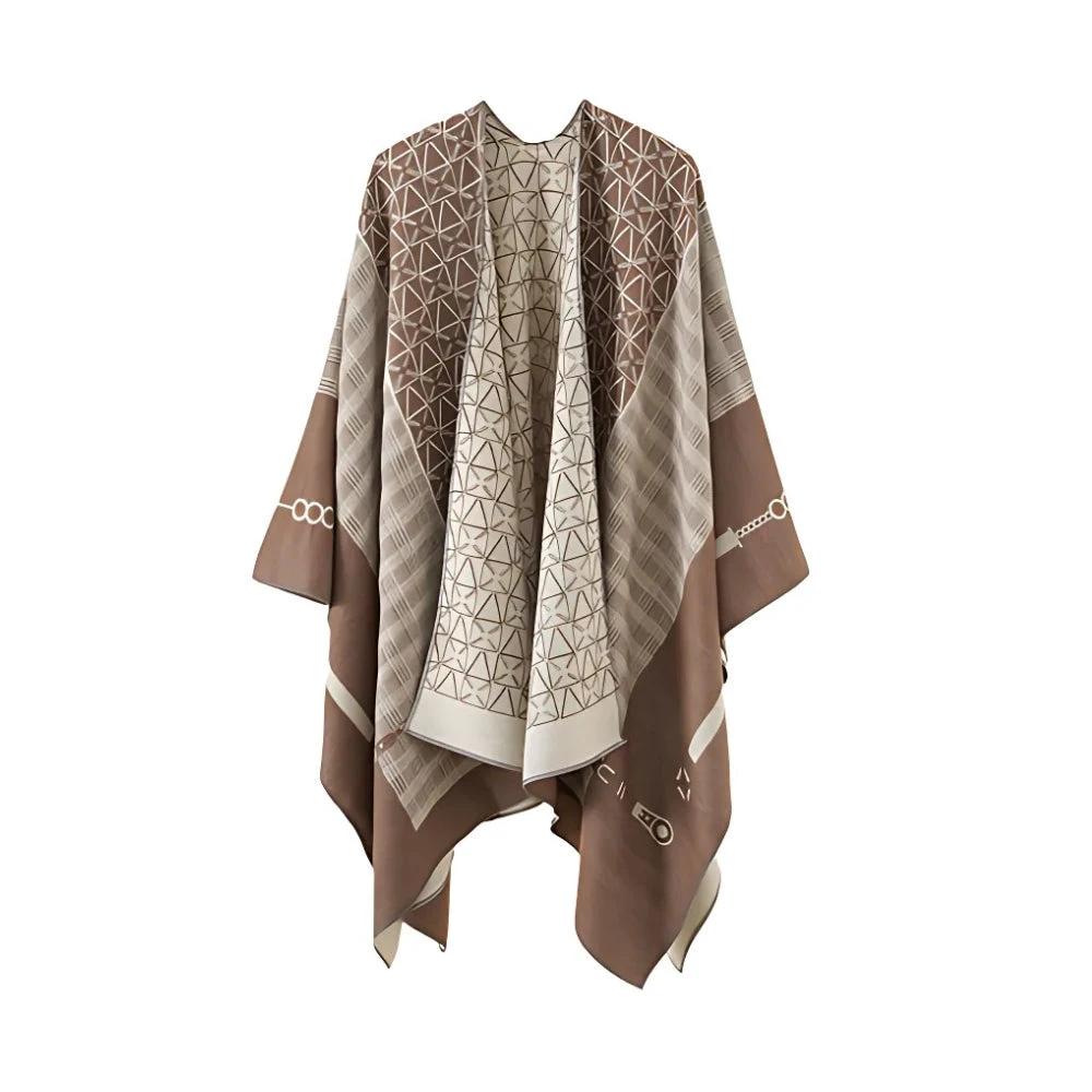 Auron Geometric Acrylic Poncho Shawl by Casa & Beyond