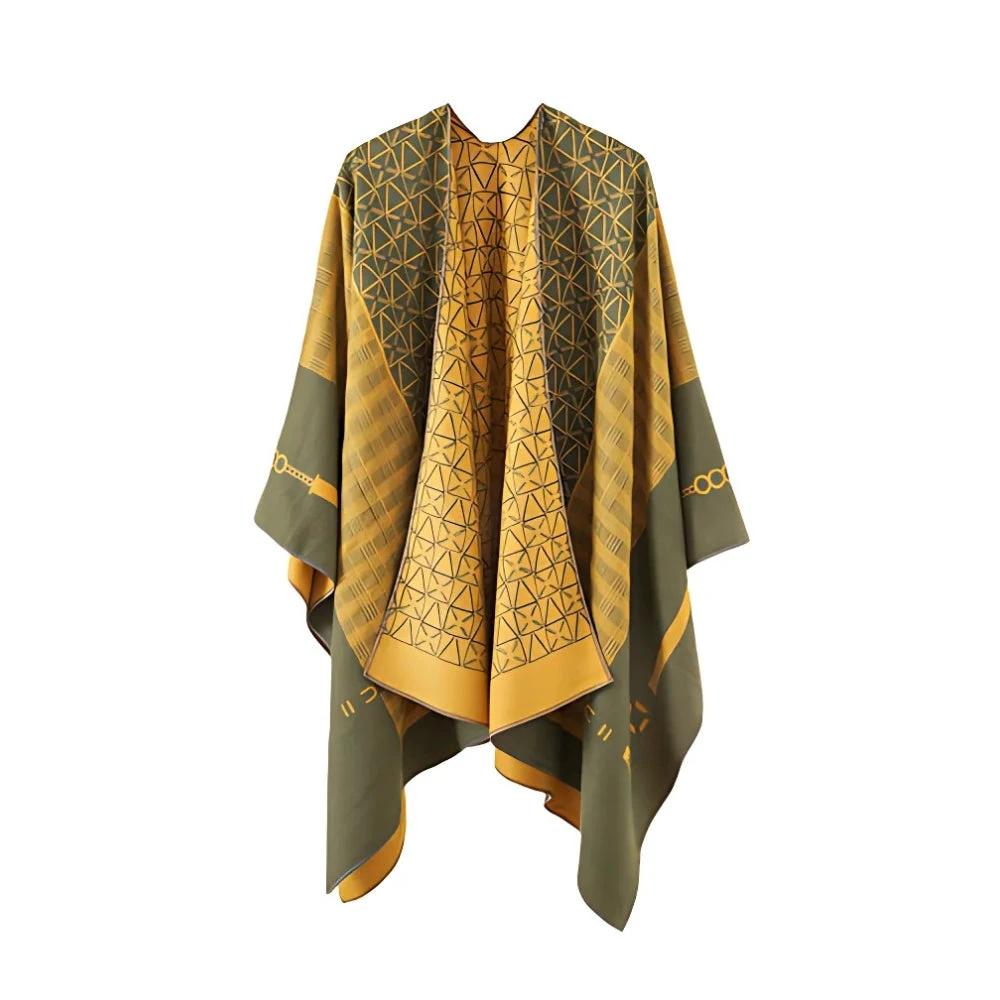 Auron Geometric Acrylic Poncho Shawl by Casa & Beyond