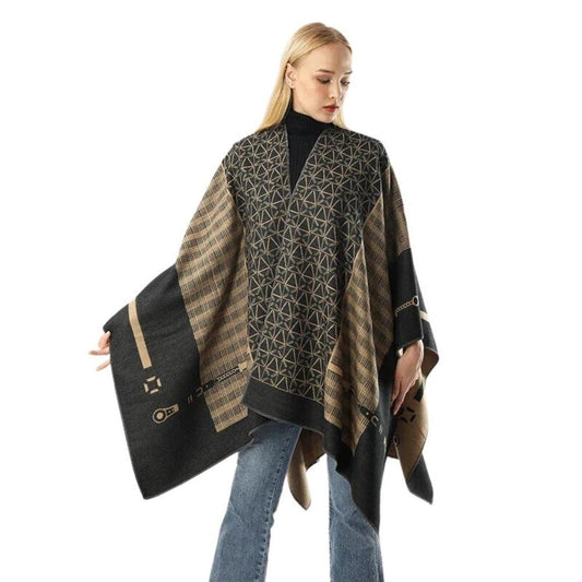 Auron Geometric Acrylic Poncho Shawl by Casa & Beyond