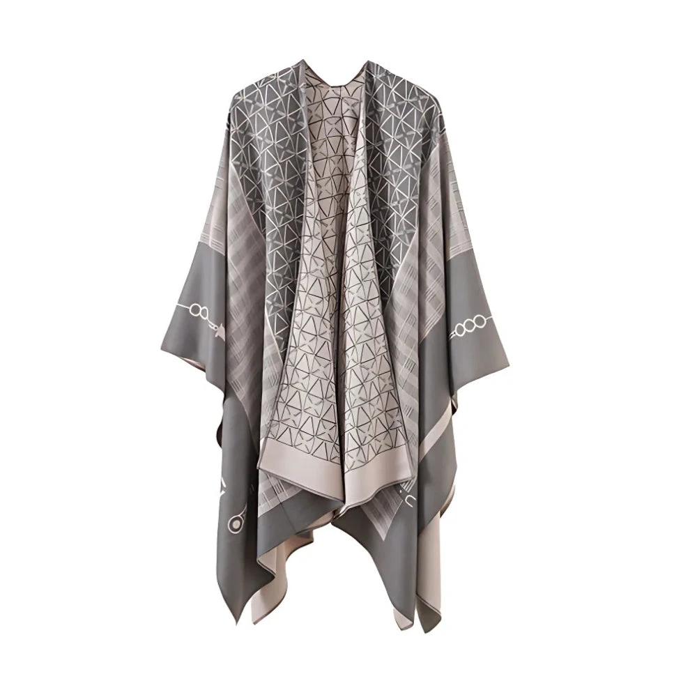 Auron Geometric Acrylic Poncho Shawl by Casa & Beyond