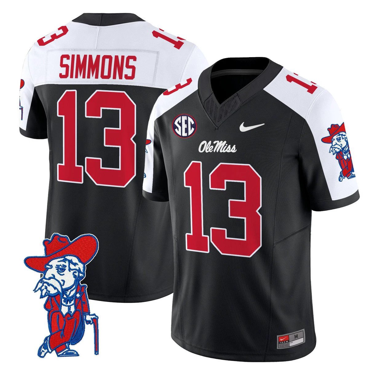 Austin Simmons Jersey #13 Ole Miss Rebels 2025 Limited V2 Stitched Black Alternate by My Store