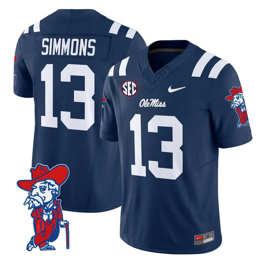 Austin Simmons Jersey #13 Ole Miss Rebels 2025 Limited V2 Stitched Navy by My Store