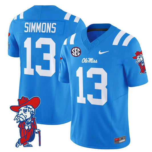 Austin Simmons Jersey #13 Ole Miss Rebels 2025 Limited V2 Stitched Powder Blue by My Store