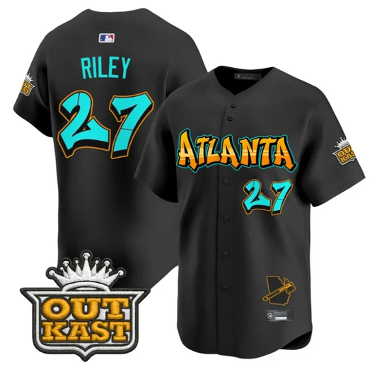 Austin Riley Jersey #27 Atlanta Braves Graffiti A-Town Edition Stitched Black by My Store