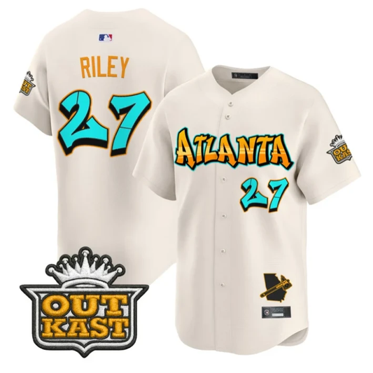 Austin Riley Jersey #27 Atlanta Braves Graffiti A-Town Edition Stitched Cream by My Store