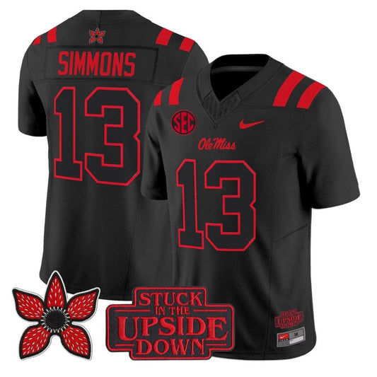 Austin Simmons Jersey #13 Ole Miss Rebels Stranger Things Edition Stitched by My Store NCAA Football Jerseys