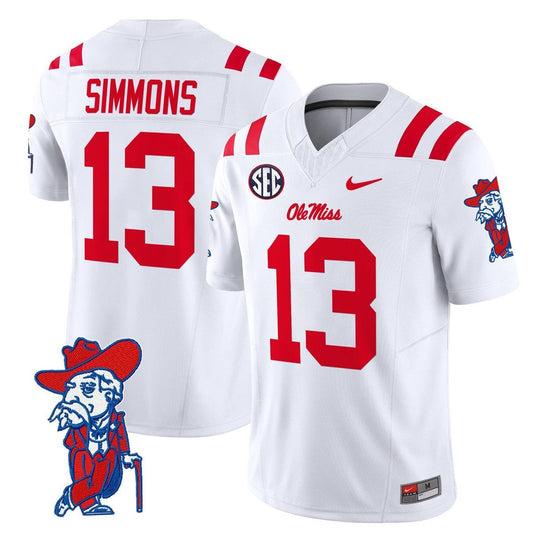 Austin Simmons Jersey #13 Ole Miss Rebels 2025 Limited V2 Stitched White by My Store