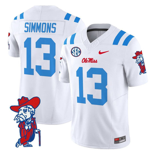 Austin Simmons Jersey #13 Ole Miss Rebels 2025 Limited V2 Stitched White Limited by My Store