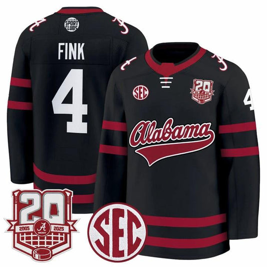 Austin Fink Jersey #4 Alabama Crimson Tide 2025-26 Premium 20th Anniversary Patch Stitched by Hockey David