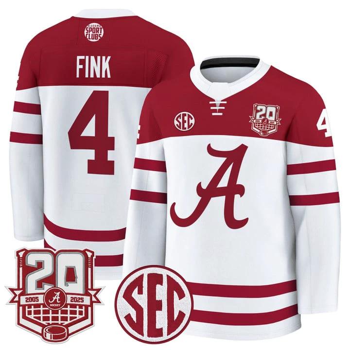 Austin Fink Jersey #4 Alabama Crimson Tide 2025-26 Premium 20th Anniversary Patch Stitched by Hockey David