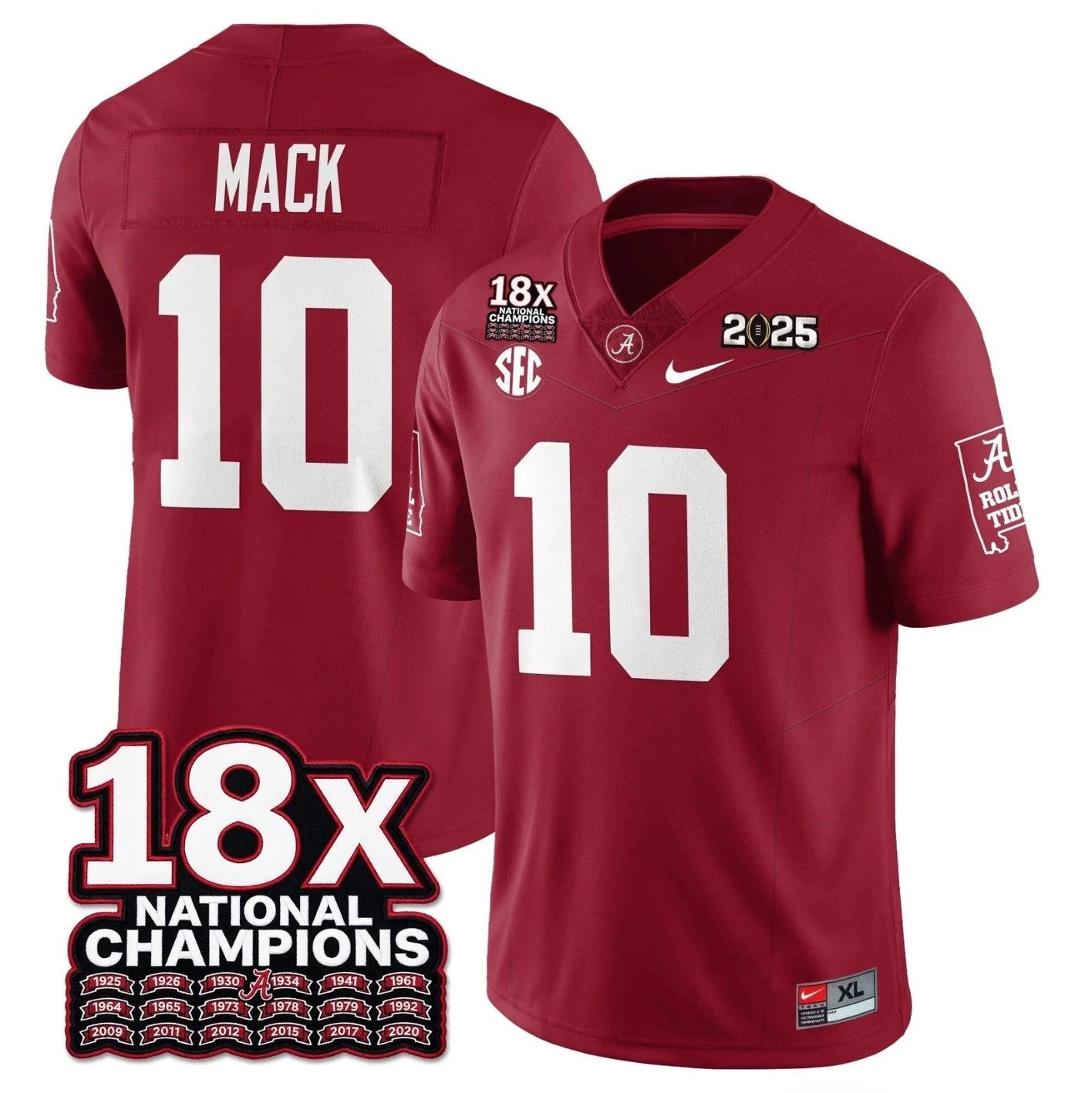 Austin Mack Jersey #10 Alabama Crimson 18x-Time National Champions Stitched by My Store NCAA Football Jerseys