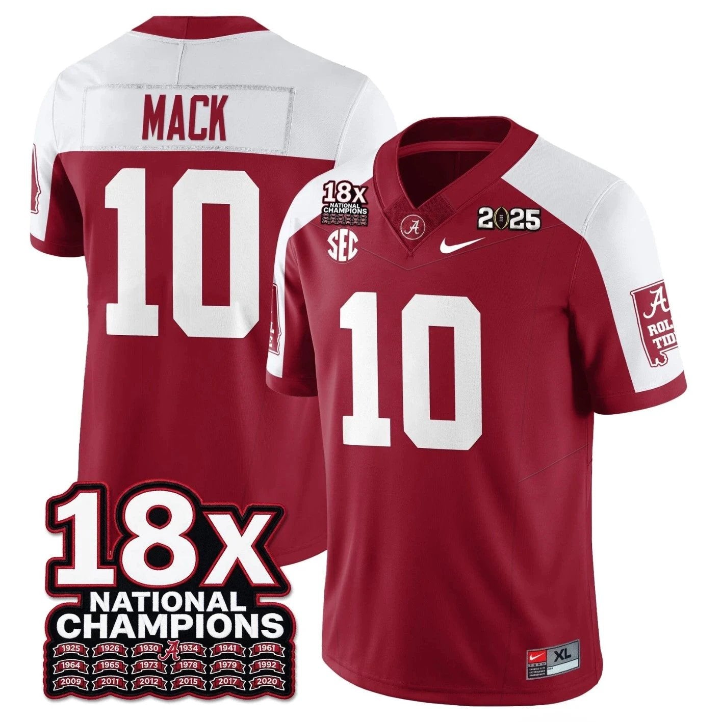 Austin Mack Jersey #10 Alabama Crimson 18x-Time National Champions Stitched by My Store NCAA Football Jerseys