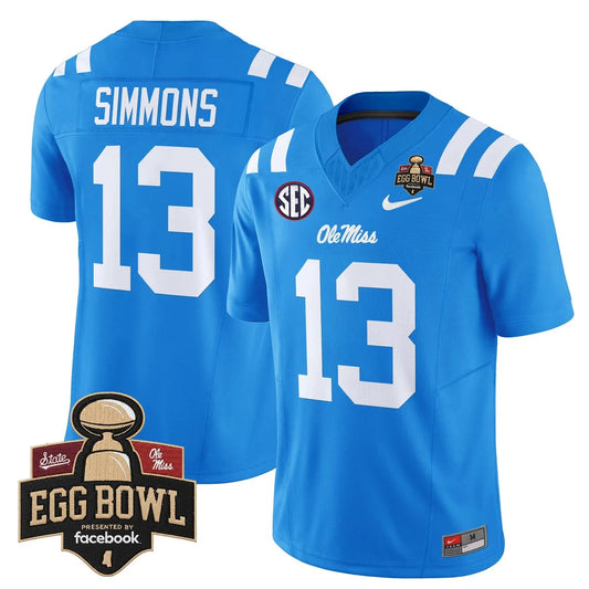 Austin Simmons Jersey #13 Ole Miss Rebels 2025 Egg Bowl Limited Stitched by My Store NCAA Football Jerseys