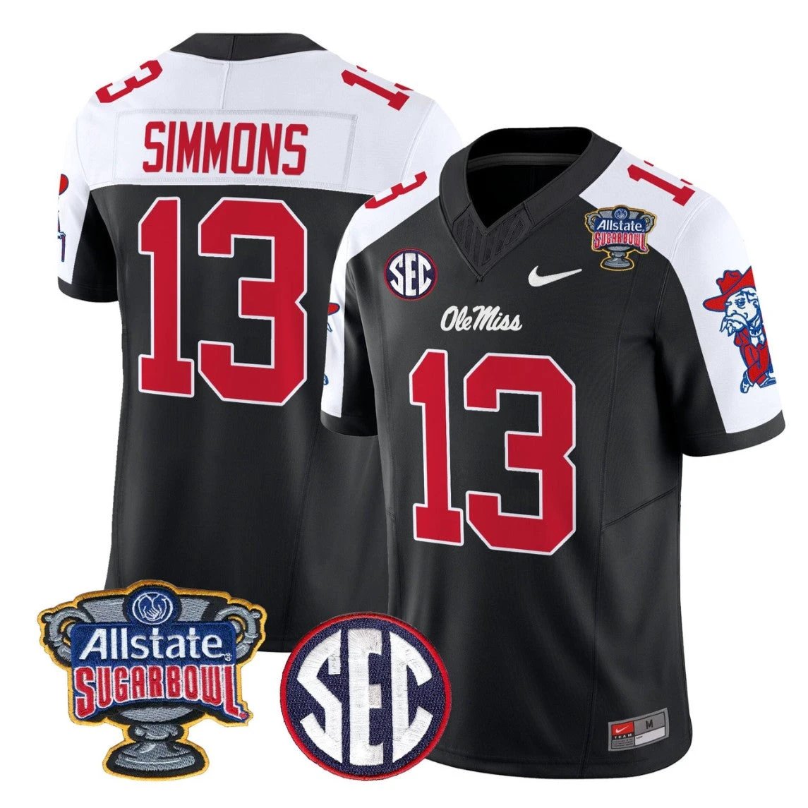 Austin Simmons Jersey #13 Ole Miss Rebels 2026 Sugar Bowl Stitched by My Store NCAA Football Jerseys