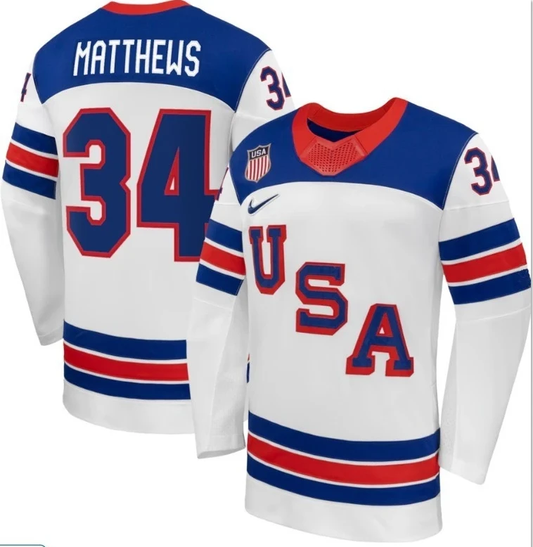 Auston Matthews Jersey Team USA Winter Olympics 2026 Hockey Premium STITCHED White by Hockey David