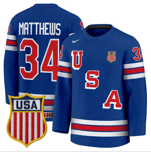 Auston Matthews Jersey #34 USA Olympic 2026 Premium Hockey Stitched by Hockey David