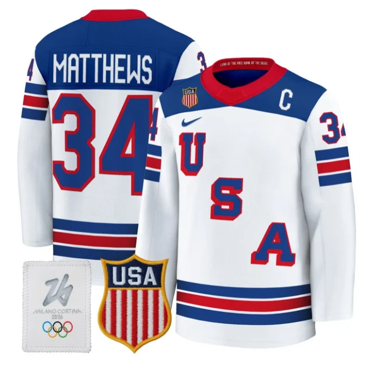 Auston Matthews Jersey #34 USA Olympic 2026 Premium Hockey All Stitched by Hockey David