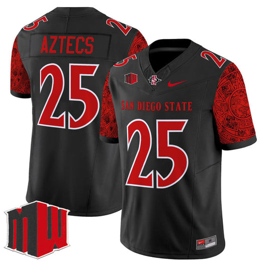 Aztecs Jersey #25 San Diego State Aztecs 2025 Vapor Limited Stitched Black by NCAA Football Jersey