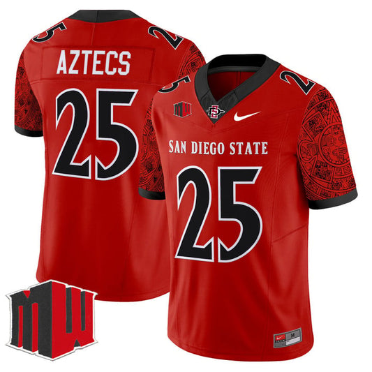Aztecs Jersey #25 San Diego State Aztecs 2025 Vapor Limited Stitched Red by NCAA Football Jersey