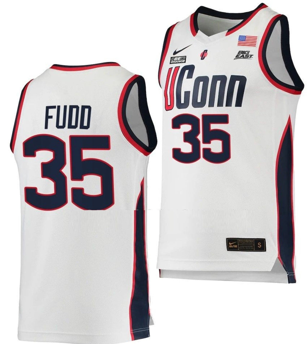 Azzi Fudd Jersey UConn Huskies College Basketball White Replica #35 by My store basketball