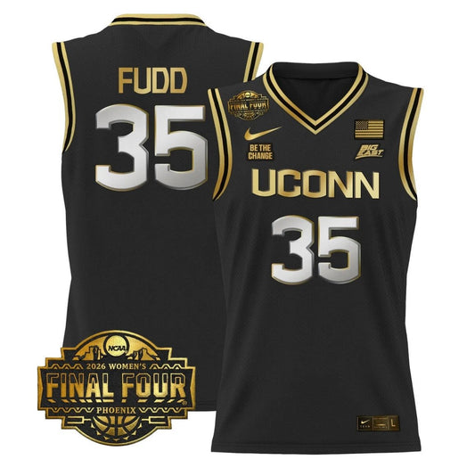 Azzi Fudd Jersey #35 UConn Huskies 2026 Tournament Final Four Stitched Black Gold by My store basketball