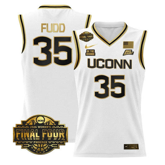 Azzi Fudd Jersey #35 UConn Huskies 2026 Tournament Final Four Stitched White Gold by My store basketball