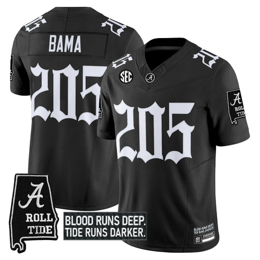 Bama Jersey #205 Alabama Crimson Gothic Bama Blood Edition Stitched Black by My Store
