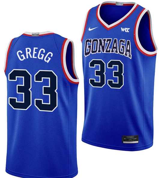Ben Gregg Jersey #33 Gonzaga Bulldogs Throwback Basketball uniform 2023-24 Blue by My store basketball
