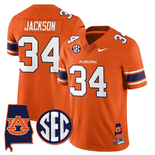 Bo Jackson Jersey #34 Auburn Tigers Alabama Patch Vapor Stitched Orange by My Store NCAA Football Jerseys