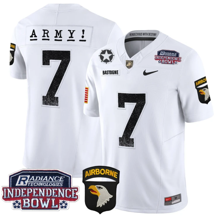 Bastogne Jersey #7 Army Black Knights Independence Bowl Patch White by My Store