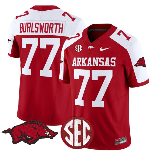 Brandon Burlsworth Jersey #77 Arkansas Razorbacks Limited Stitched Cardinal Alter by My Store