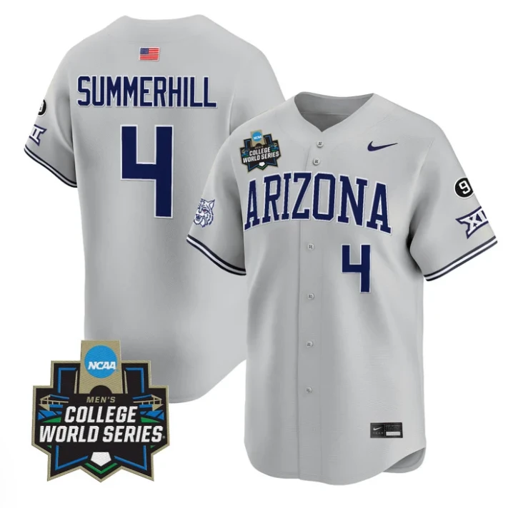 Brendan Summerhill Jersey #4 Arizona Wildcats 2025 World Series Stitched Gray by My Store