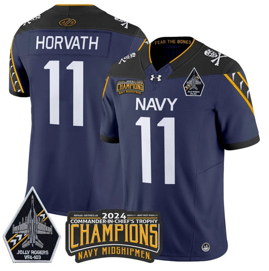 Blake Horvath Jersey 11 Navy Midshipmen Commander-in-chief's Trophy Navy by NCAA Football Jersey